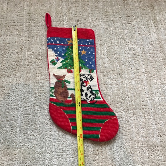 Vintage Needlepoint Christmas Stocking-Dog &Cat - Picture 5 of 6